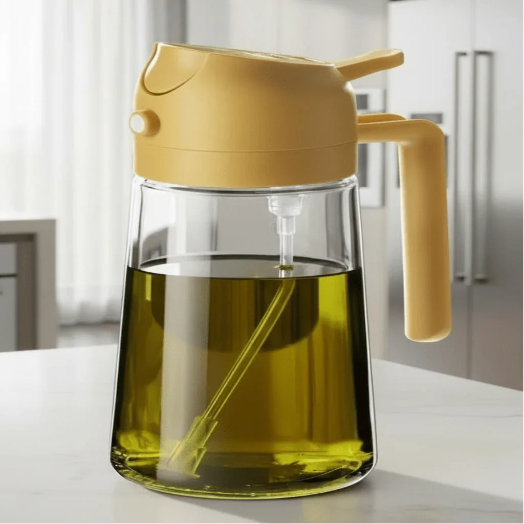 OIL ENJOYMENT – Dark green glass oil sprayer for precise healthy cooking - Image 9