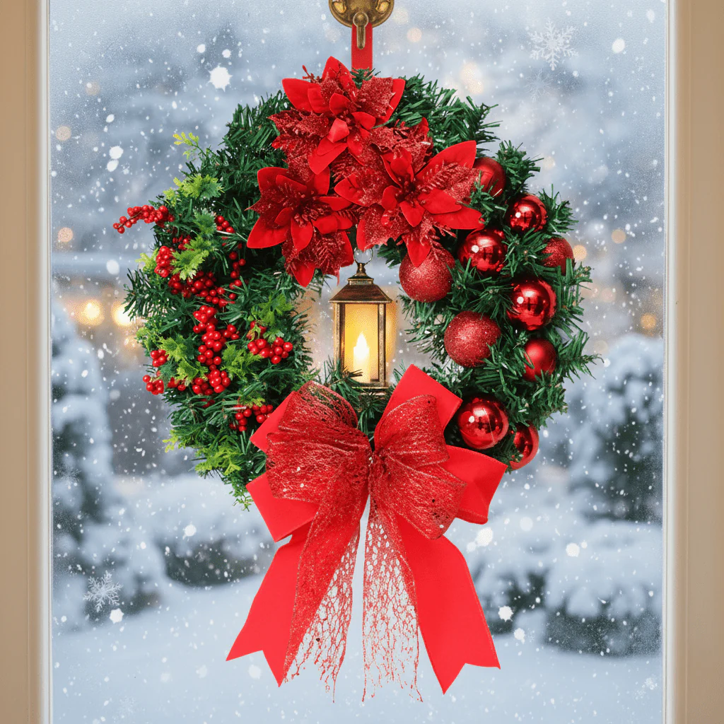 ORNAGLEAM – Wreath with Lantern and Ornaments for Radiant Christmas Charm - Image 2