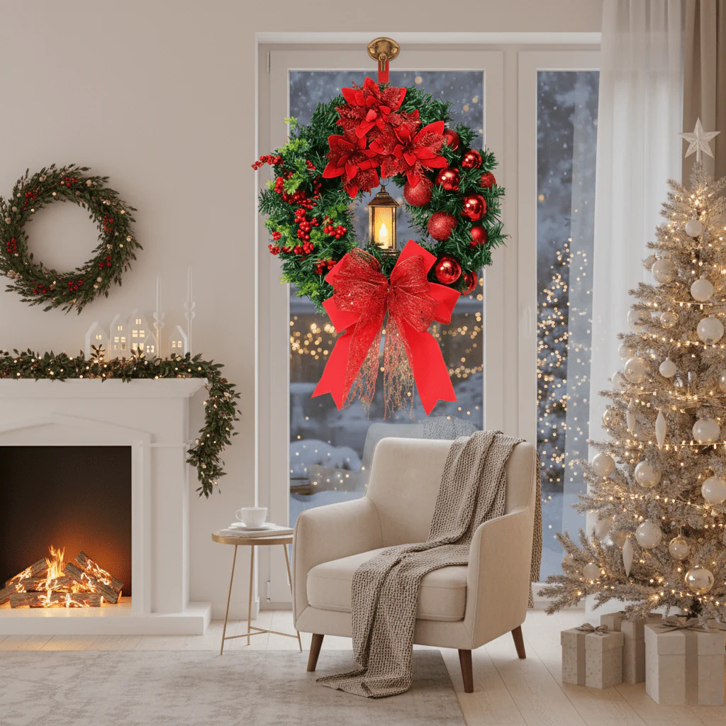 ORNAGLEAM – Wreath with Lantern and Ornaments for Radiant Christmas Charm - Image 4