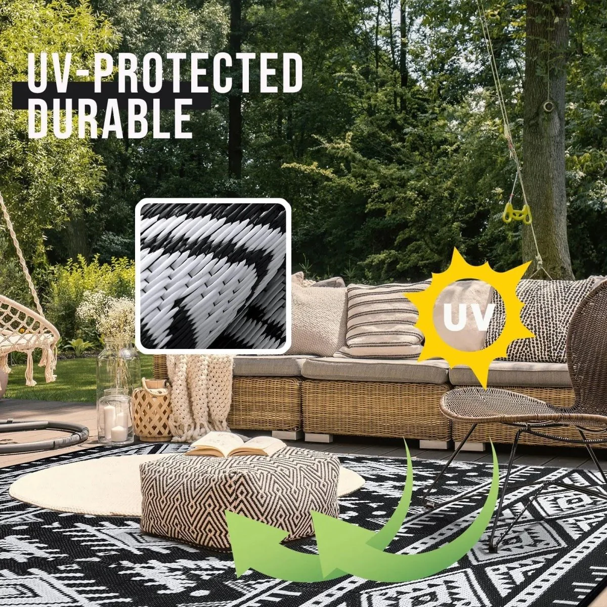 OUTWEAVE – Durable Waterproof Reversible Outdoor Artificial Straw Mat for Terrace & Picnic - Image 4