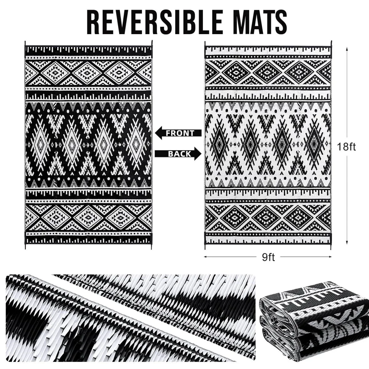 OUTWEAVE – Durable Waterproof Reversible Outdoor Artificial Straw Mat for Terrace & Picnic - Image 7