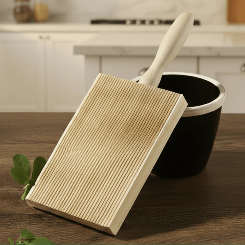 PASTACURVE – Wooden gnocchi board with comfortable handle for amateur cooks