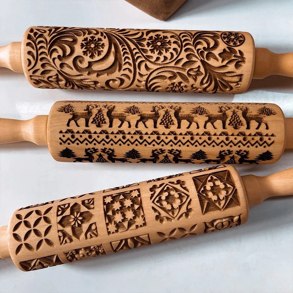 PATTERNPIN – Handmade rolling pin with decorative Christmas embossing - Image 7