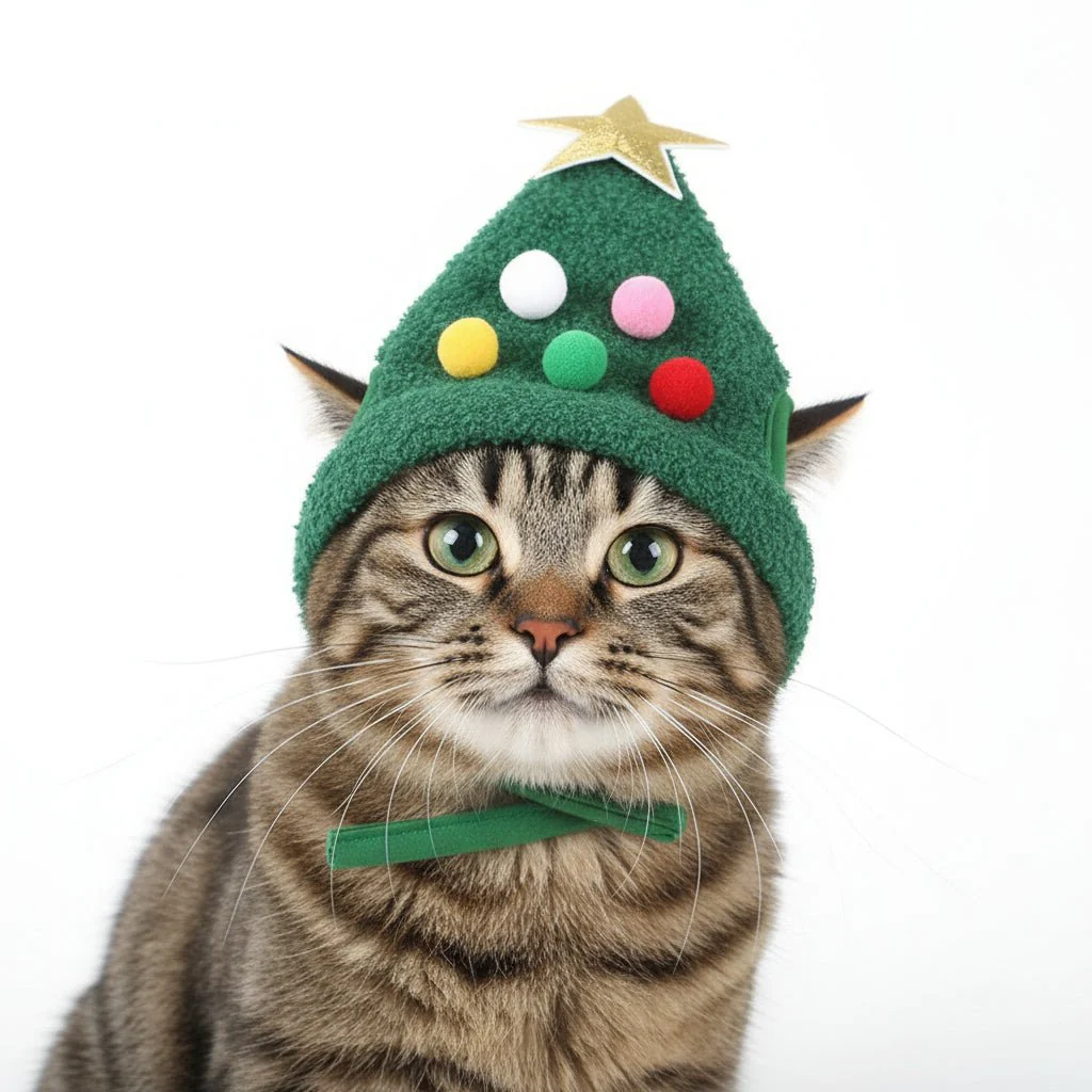 PAWSHINE – Plush Christmas Hat with Elegant Gold Trim for Pets - Image 3