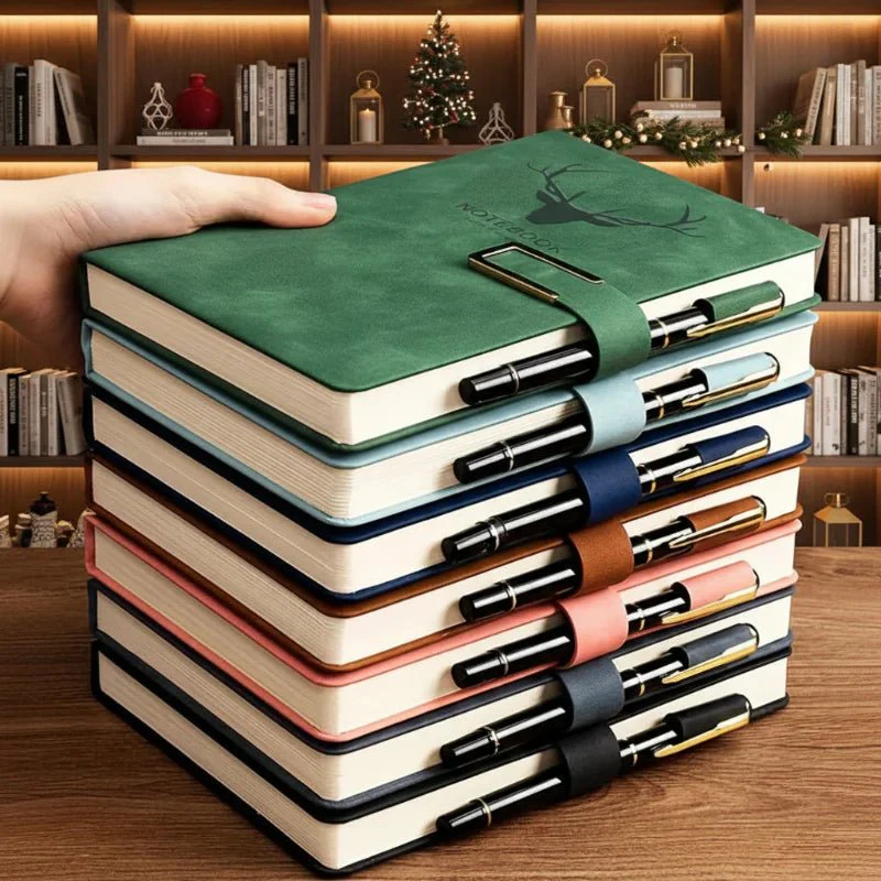 PENVOIR – A5 leather notebook with 200 pages, personalized cover & integrated bookmark - Image 3