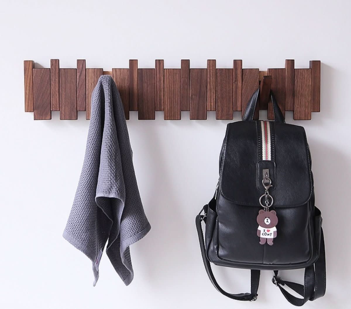 PIANOHANG Wall Rack - Handmade wooden wall coat rack in piano design with folding hooks - Image 2