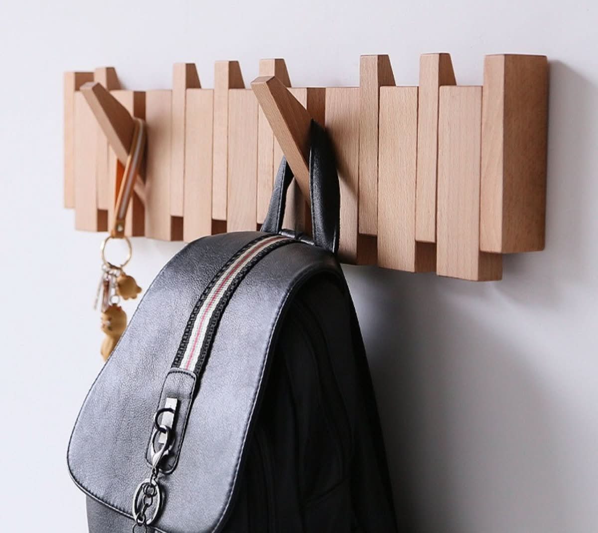 PIANOHANG Wall Rack - Handmade wooden wall coat rack in piano design with folding hooks - Image 3
