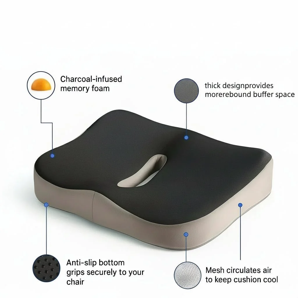 PINEALIGN – Office seat cushion with memory foam lumbar support - Image 7