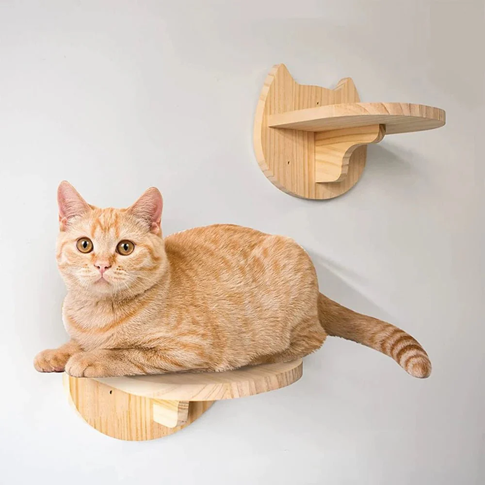 PINEPAWLOFT – Cat wall shelves made of natural wood with cozy fabric padding - Image 6