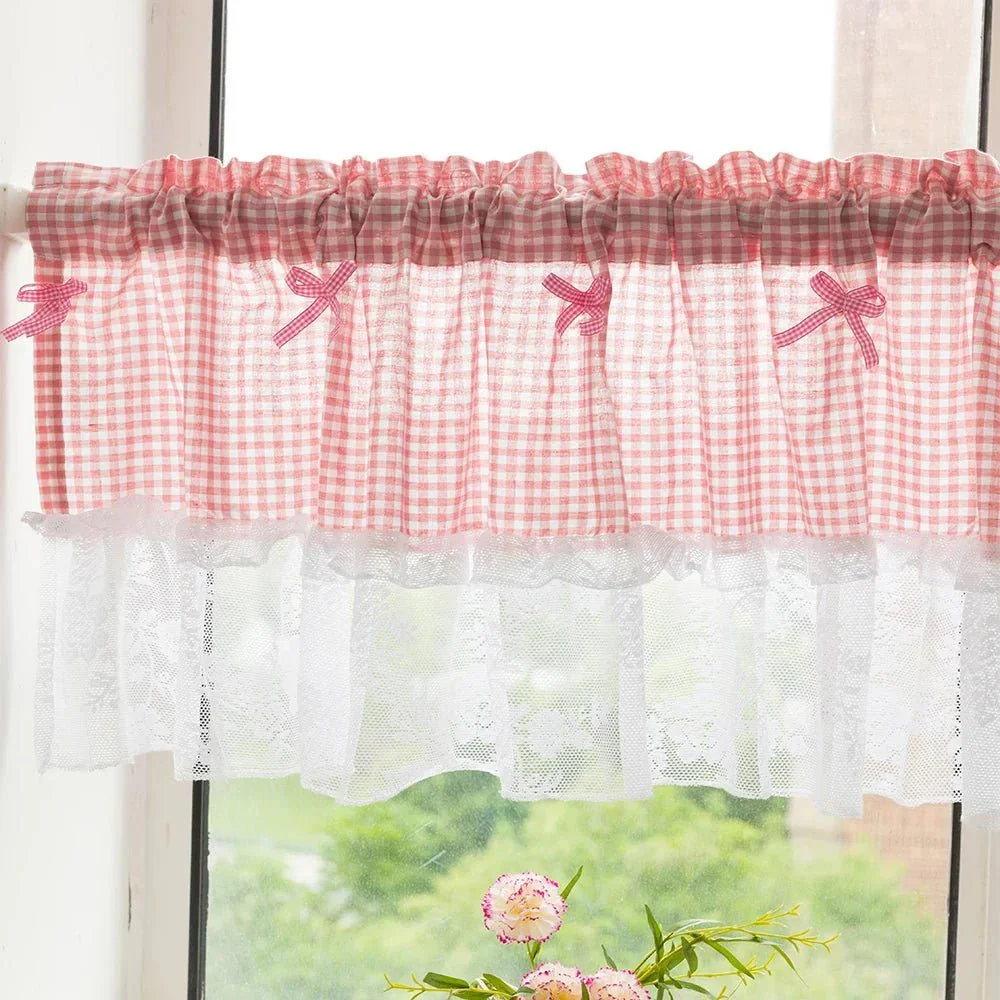PLAIDELLA – Checkered Lace Half-Window Curtain - Image 3