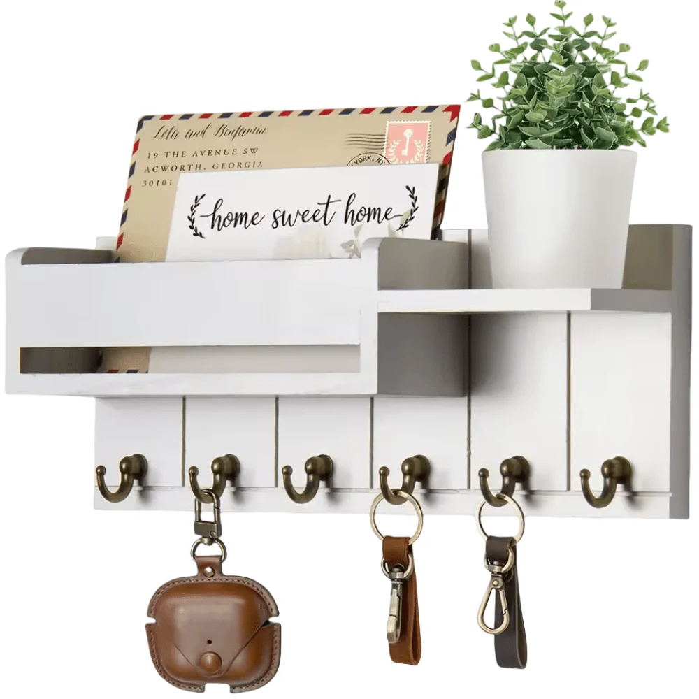 POSTNEST – Stylish Solid Wood Wall Organizer with Hooks and Mail Holder - Image 7