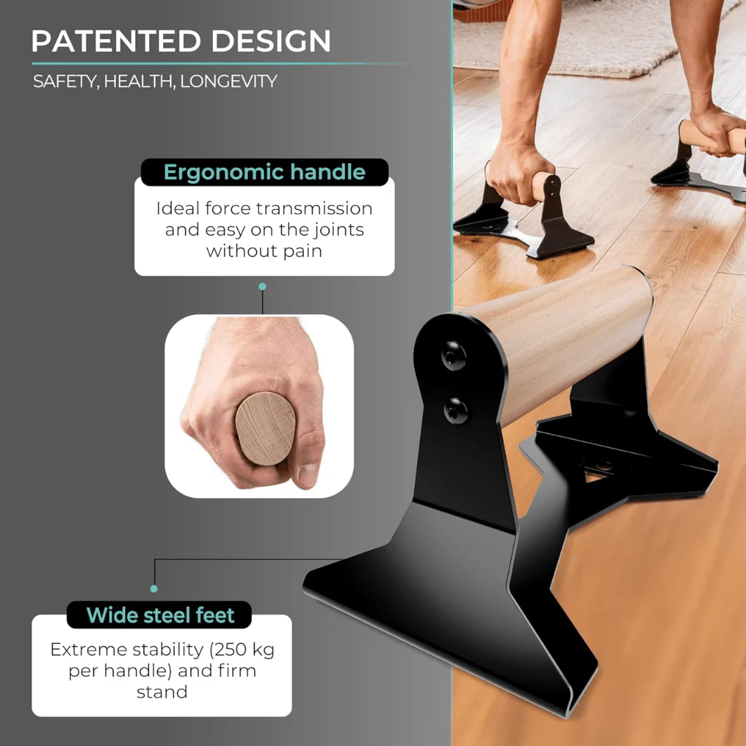 PowerGrip - Ergonomic wooden push-up parallettes with steel core for push-ups - Image 4