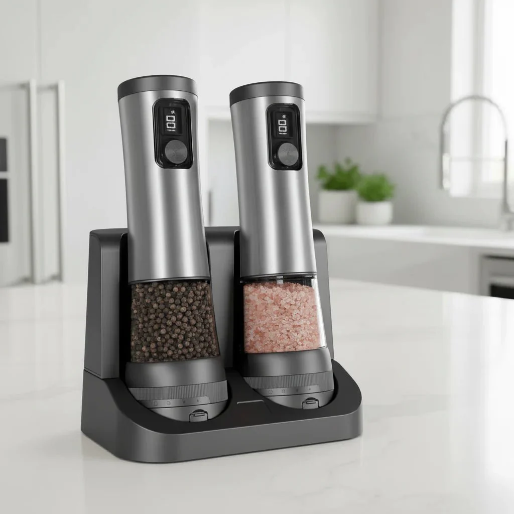 POWERMAHL – Rechargeable Electric Salt and Pepper Grinder Set with Adjustable Grind Settings