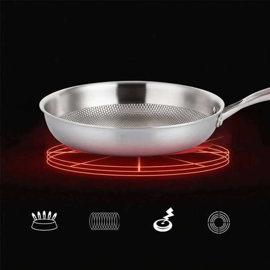 PURESTEEL – Uncoated stainless steel frying pan for steak, roasting & daily cooking - Image 7