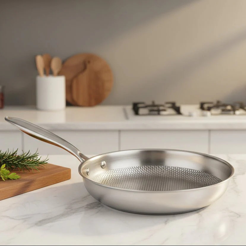 PURESTEEL – Uncoated stainless steel frying pan for steak, roasting & daily cooking - Image 9