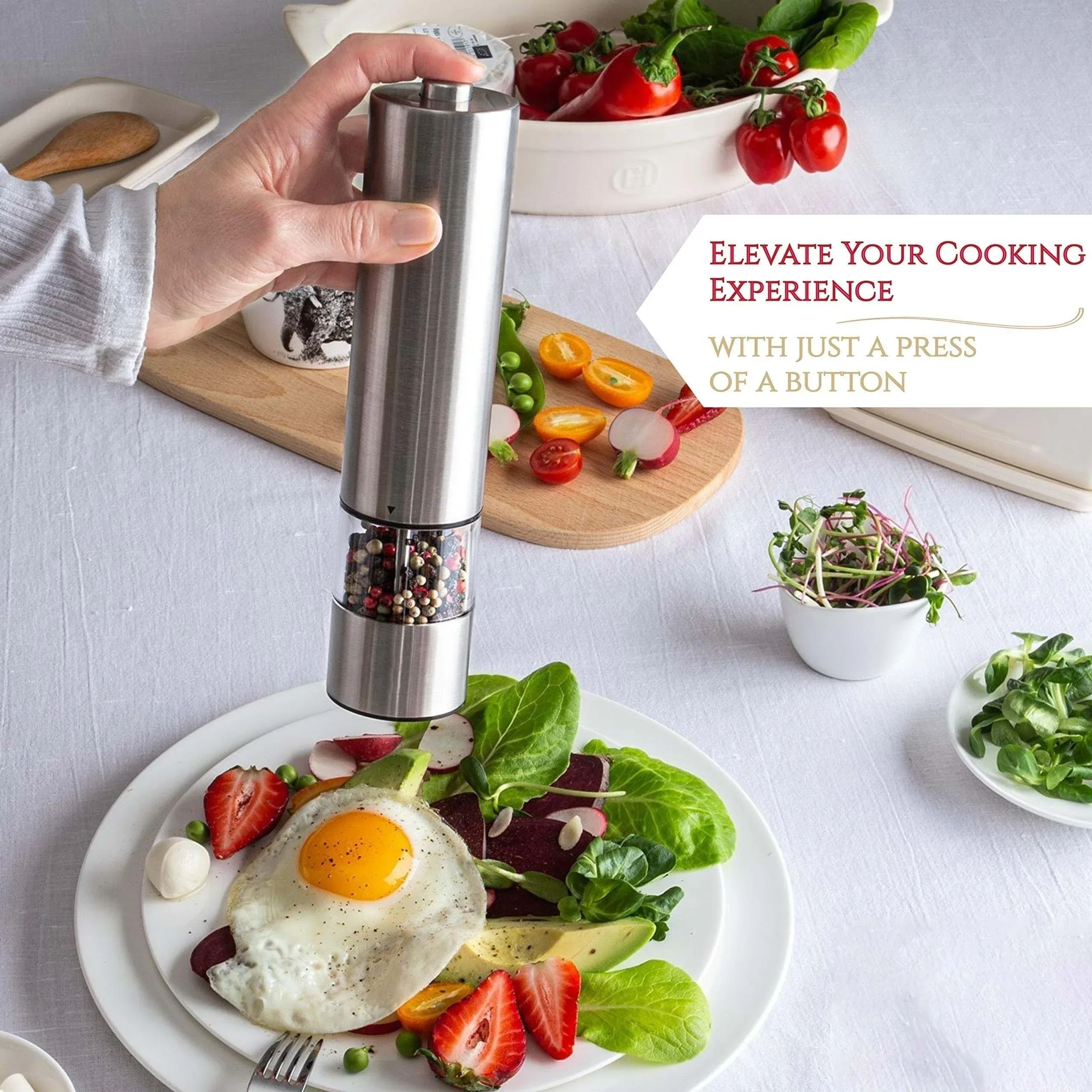 RAPIDWÜRZ – Electric Salt and Pepper Grinder Set with One-Hand Operation and LED Light - Image 3
