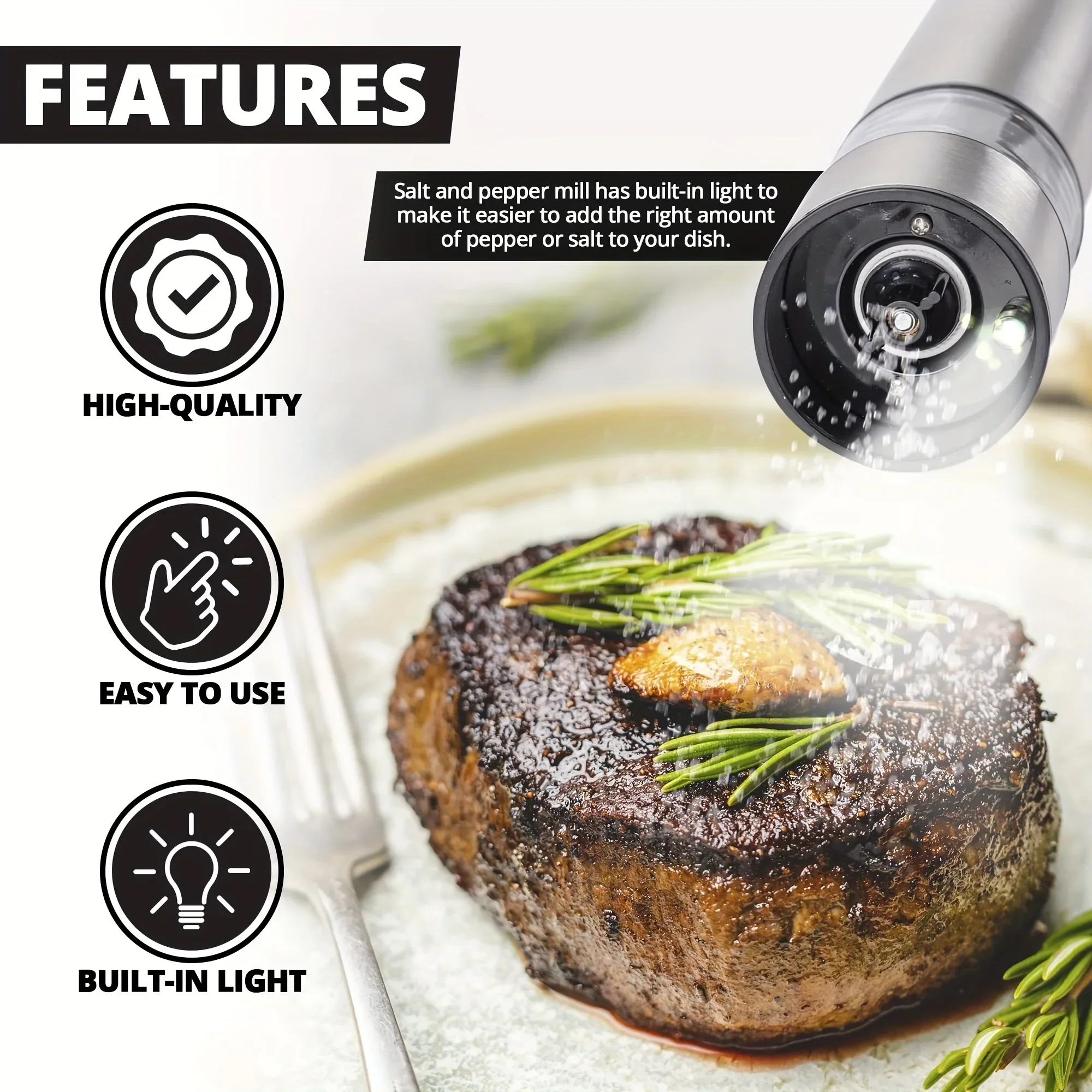 RAPIDWÜRZ – Electric Salt and Pepper Grinder Set with One-Hand Operation and LED Light - Image 4