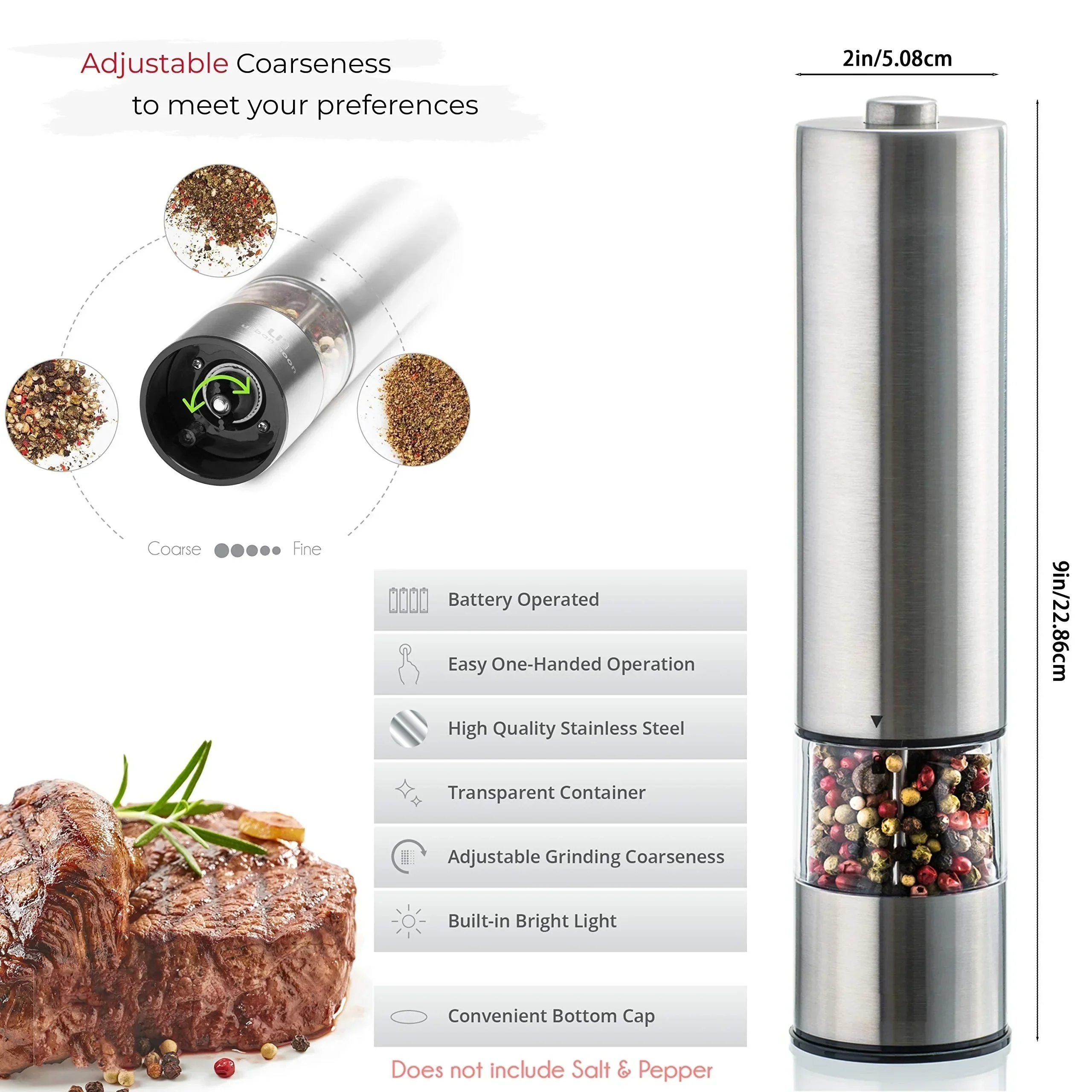 RAPIDWÜRZ – Electric Salt and Pepper Grinder Set with One-Hand Operation and LED Light - Image 7
