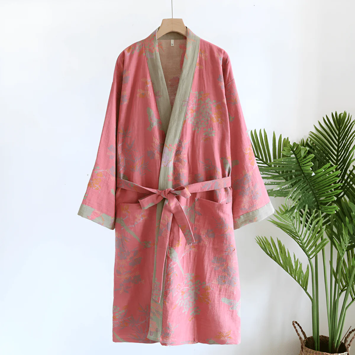 Retro Cotton Gauze Bathrobe – Light & Stylish for Warm Days - Image 5