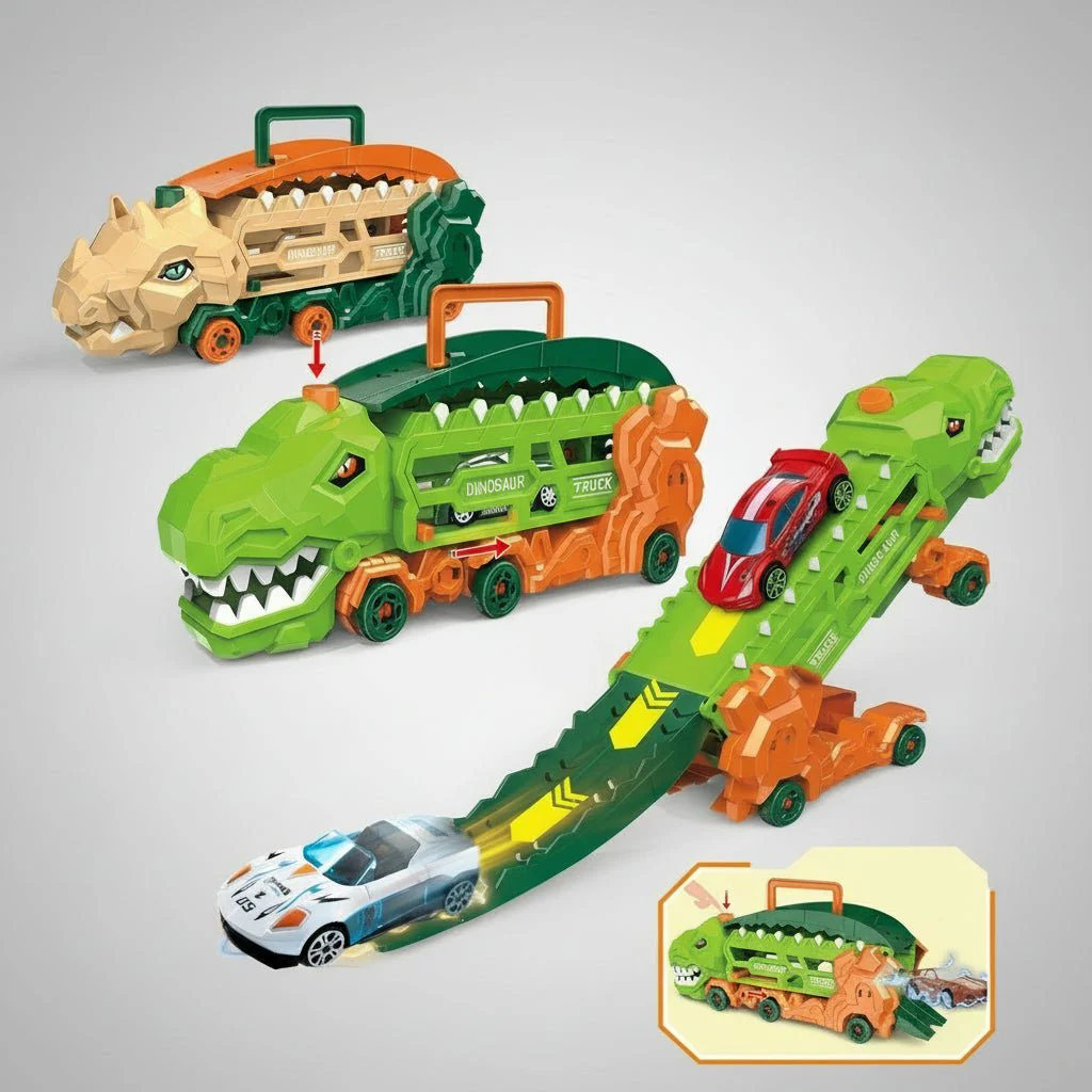 REX-ROADSTER – Dino transporter with ramp & mini cars playset - Image 4