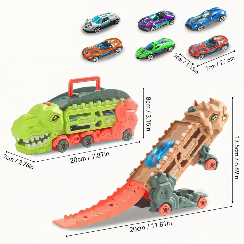 REX-ROADSTER – Dino transporter with ramp & mini cars playset - Image 9