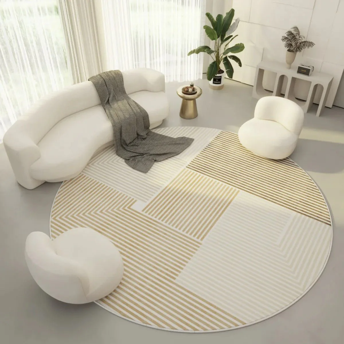 ROOMCRAFT – Soft round polyester carpet with subtle geometric accents for home & office - Image 6