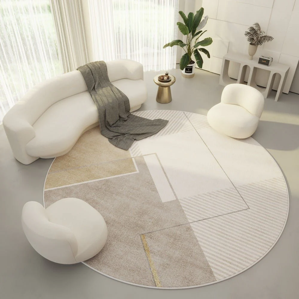 ROOMCRAFT – Soft round polyester carpet with subtle geometric accents for home & office - Image 8