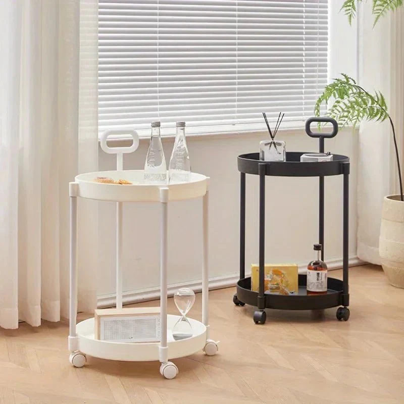 ROOMIX – Modern two-level side table on wheels with handle - Image 3