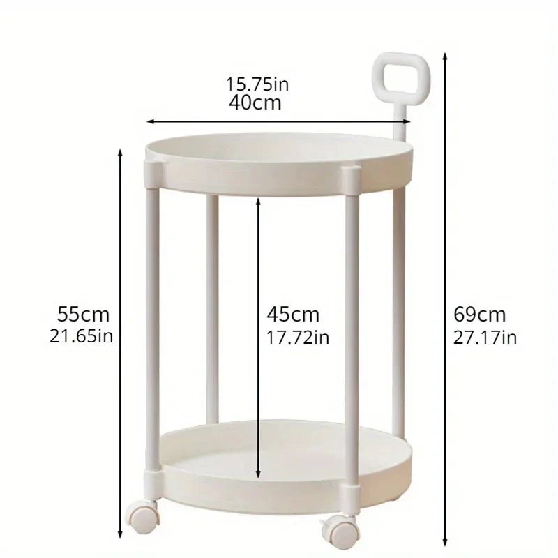 ROOMIX – Modern two-level side table on wheels with handle - Image 5