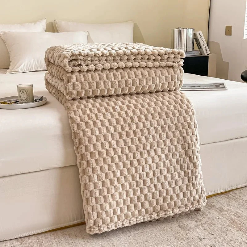 SAMTWOLKE – Cozy velvet blanket with ultra-soft checkered pattern - Image 13