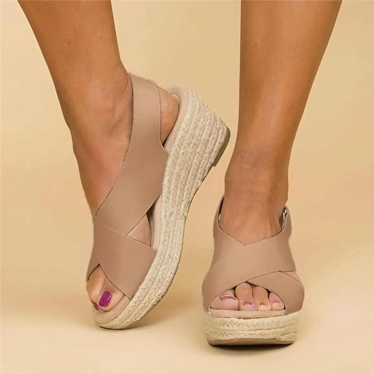 Sandalique – Orthopedic Women's Wedge Sandals with Cross Straps for Comfort & Style