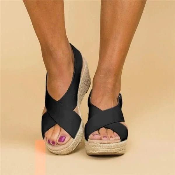Sandalique – Orthopedic Women's Wedge Sandals with Cross Straps for Comfort & Style - Image 7
