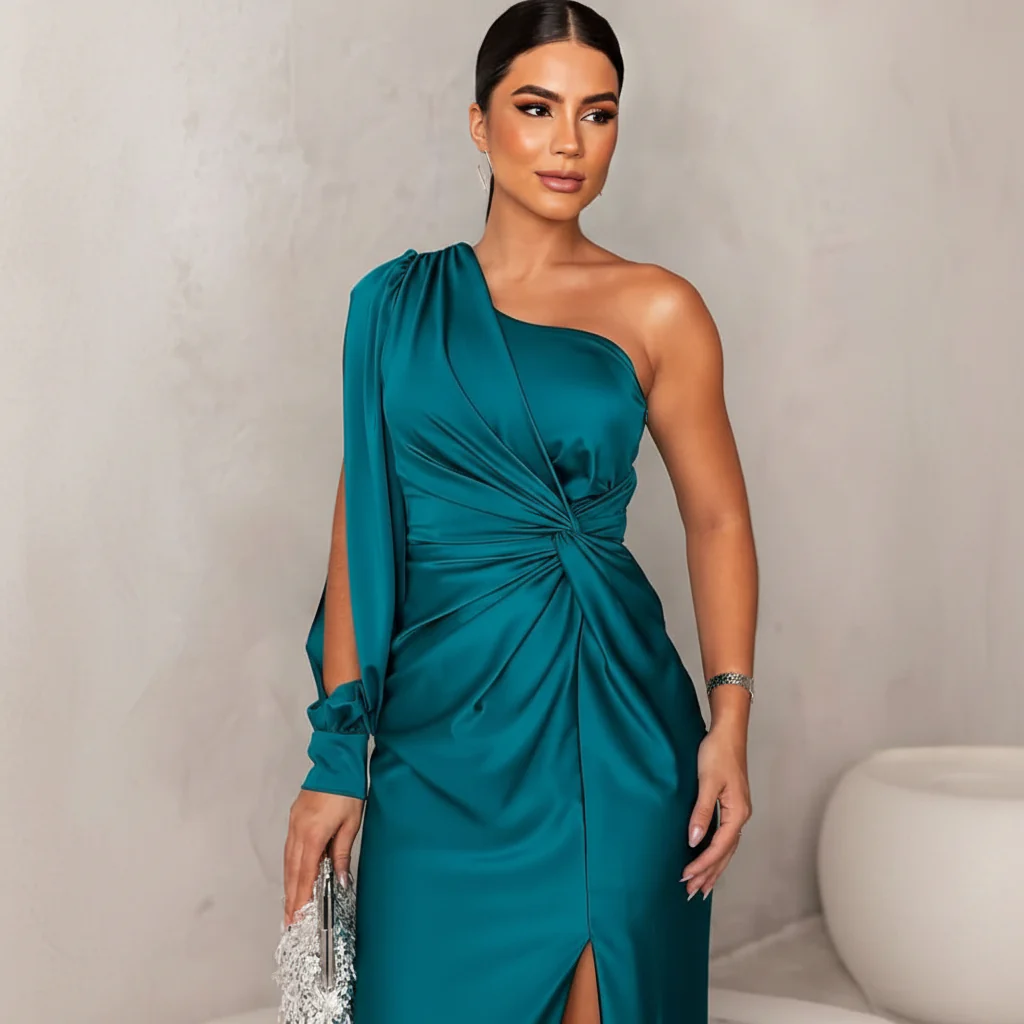 SCULPTA One-Shoulder Dress - Asymmetric dress with draping & slit for elegant silhouettes - Image 4