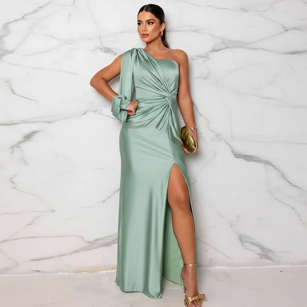 SCULPTA One-Shoulder Dress - Asymmetric dress with draping & slit for elegant silhouettes - Image 7