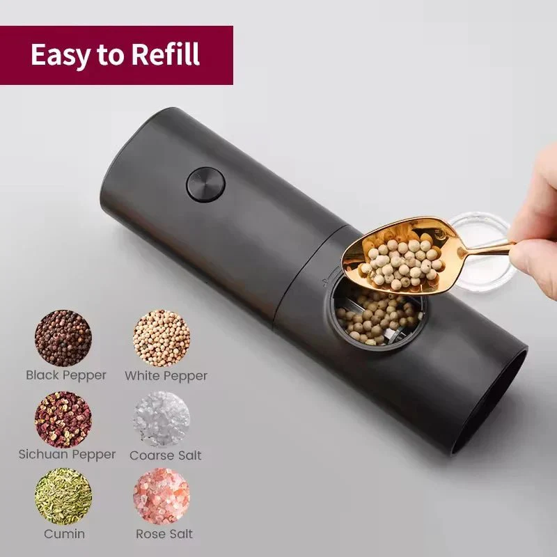 SEASONFIX – Electric Salt and Pepper Grinder Set with LED Light and Adjustable Grind Settings - Image 2