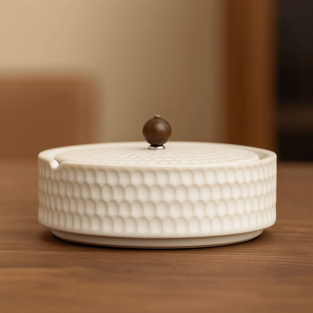 SERENASH – Minimalist ceramic ashtray with wooden lid - Image 8
