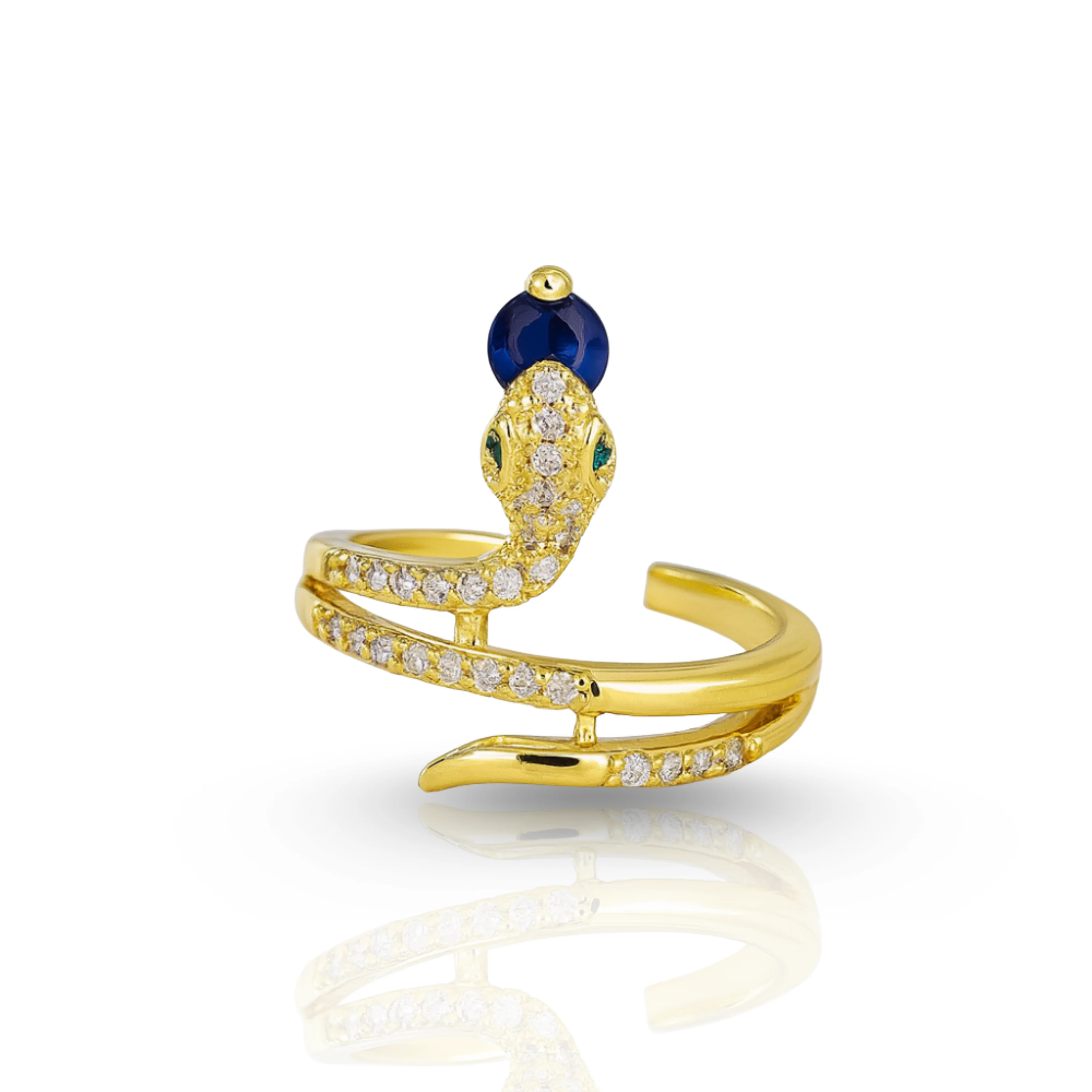 SERPENTARA – Stainless Steel Snake Ring with Sparkling Zirconia Stones