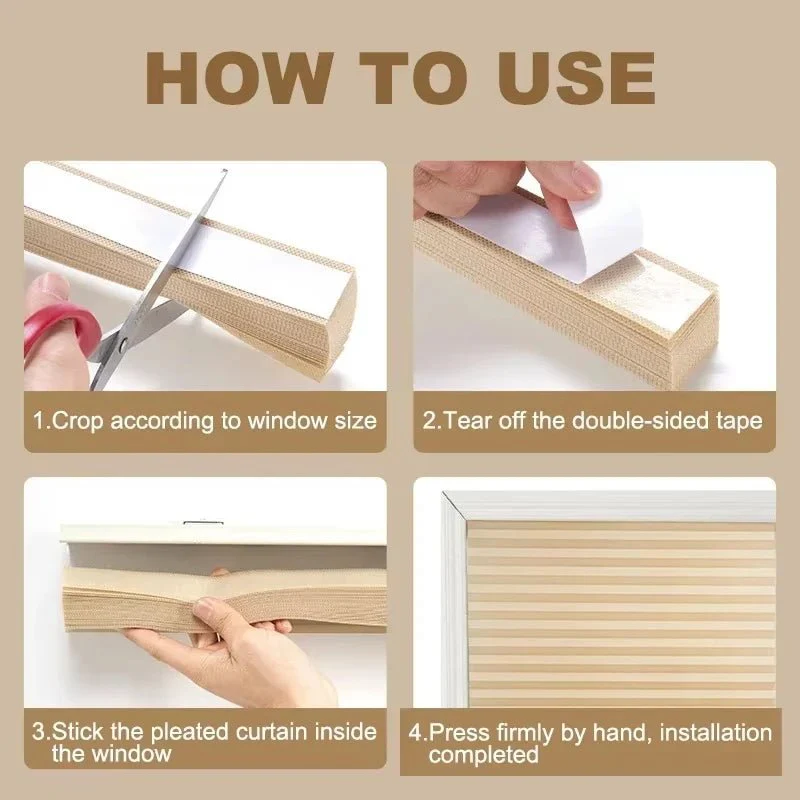 SHADEFLEX – Pleated Blackout Blinds, Self-Adhesive Roller Blinds for Home & Office - Image 4