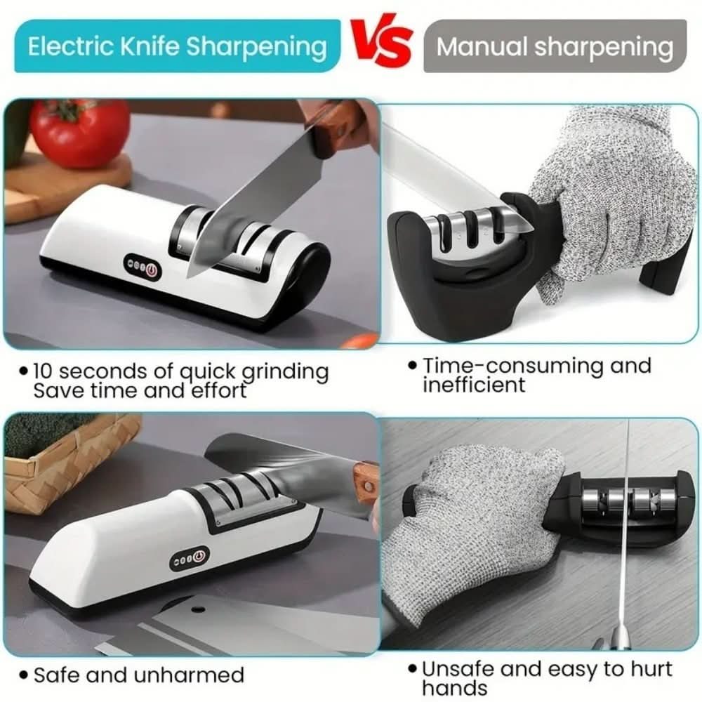 SharpEase Duo – Rechargeable 2-Stage Knife Sharpener for Ceramic & Steel Blades - Image 4