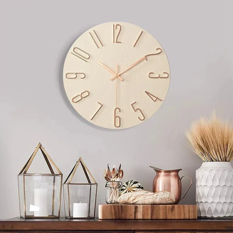 SILENTGRAIN – Frameless Wooden Wall Clock in Scandinavian Minimalist Style