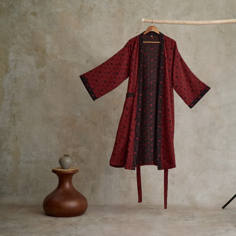 SILVAZEN – Reversible Kimono Bathrobe made of Organic Cotton for Breathable Comfort - Image 2