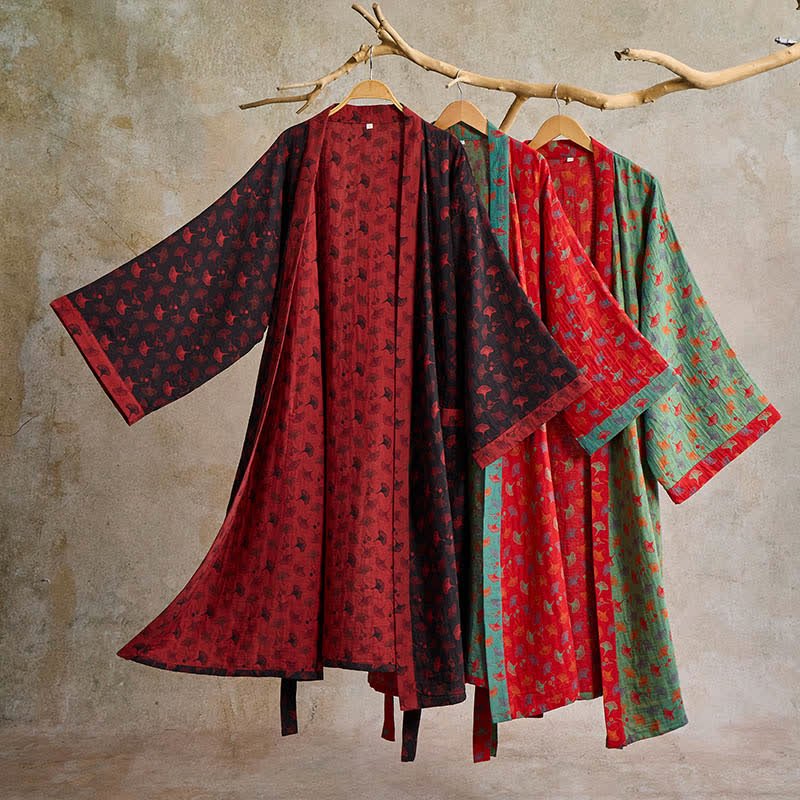 SILVAZEN – Reversible Kimono Bathrobe made of Organic Cotton for Breathable Comfort - Image 4