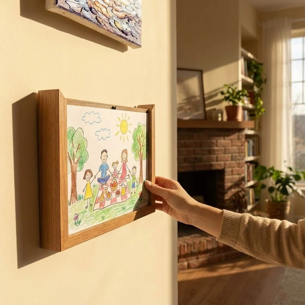 SKETCHBOX – Display frame in wood look with built-in storage space - Image 5