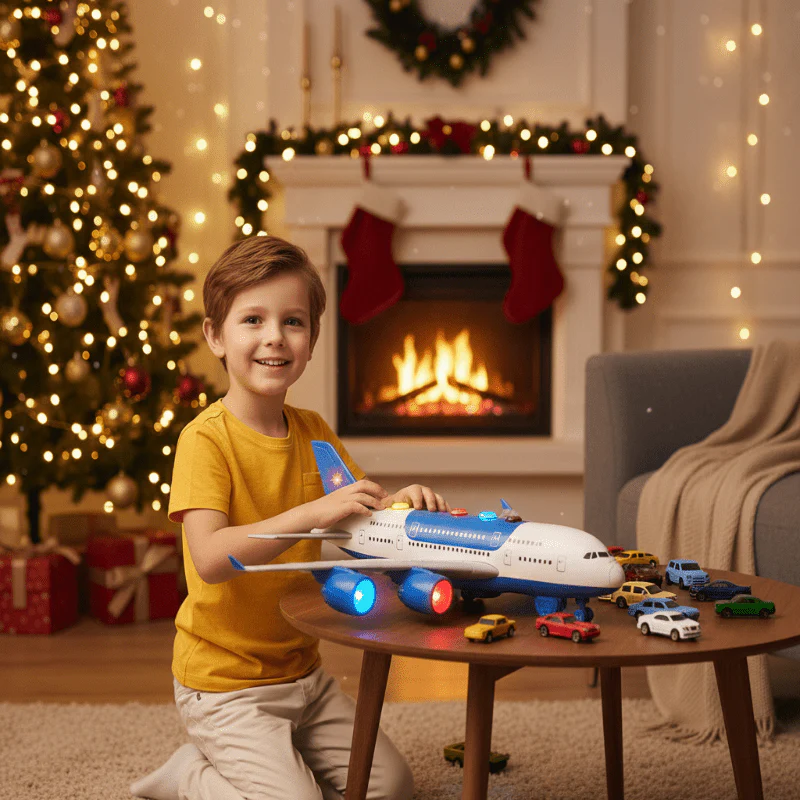 SKYRACER – Inertial Simulation Airplane Toy with Music, Light & Mini Cars for Children
