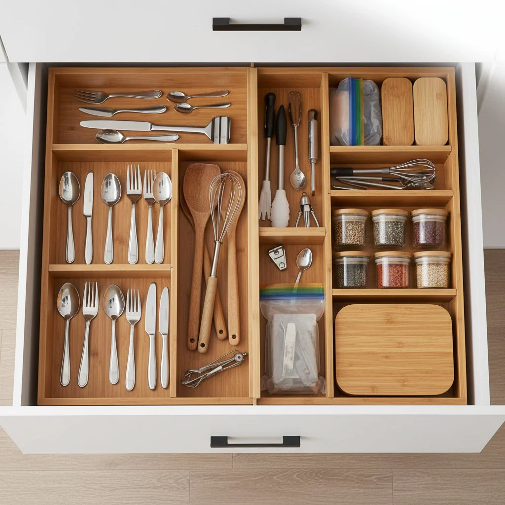 SLIDORA – Extendable Bamboo Drawer Dividers for Flexible Organization