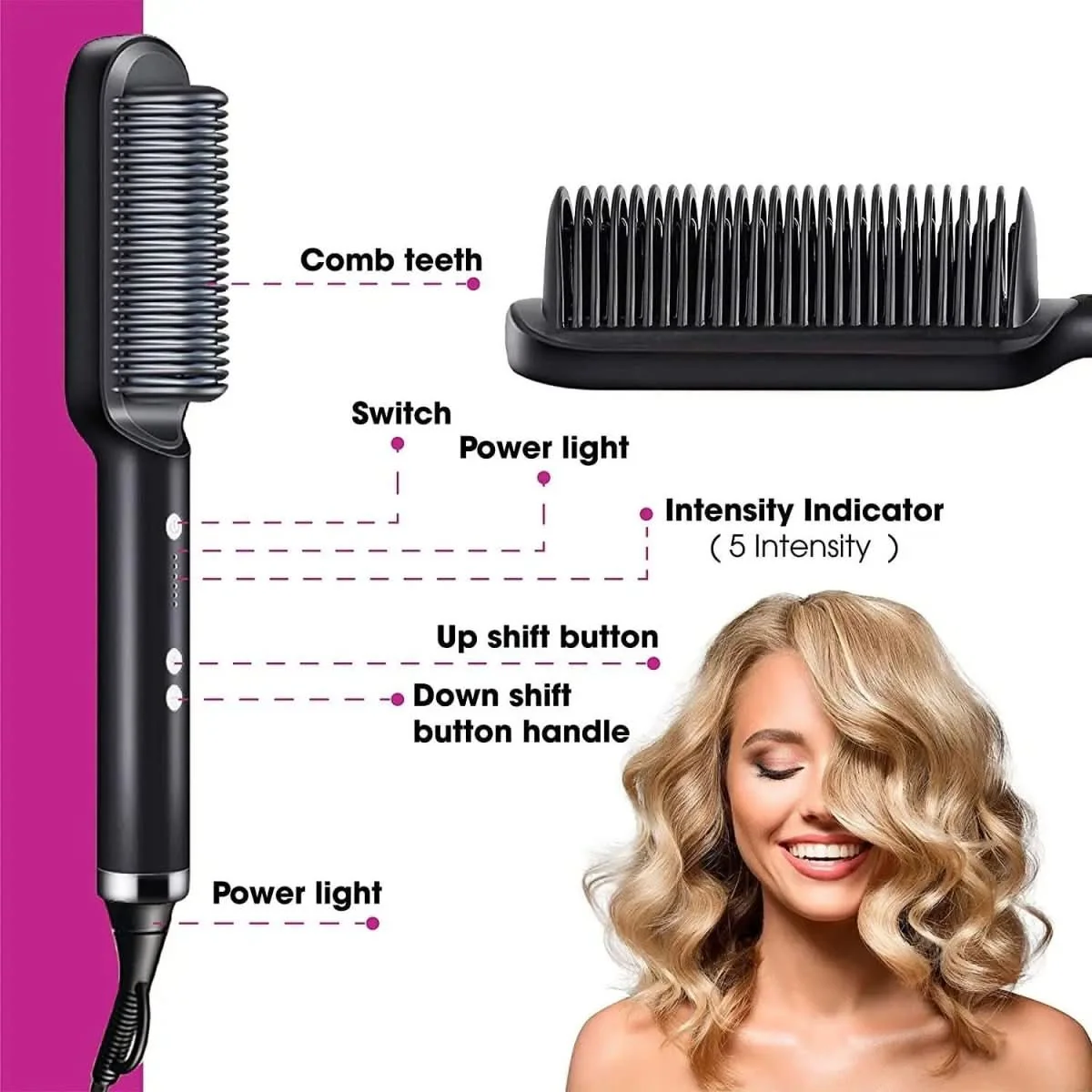 Smoothease Styler - hair straightener with ceramic brush for fast & healthy styling - Image 4