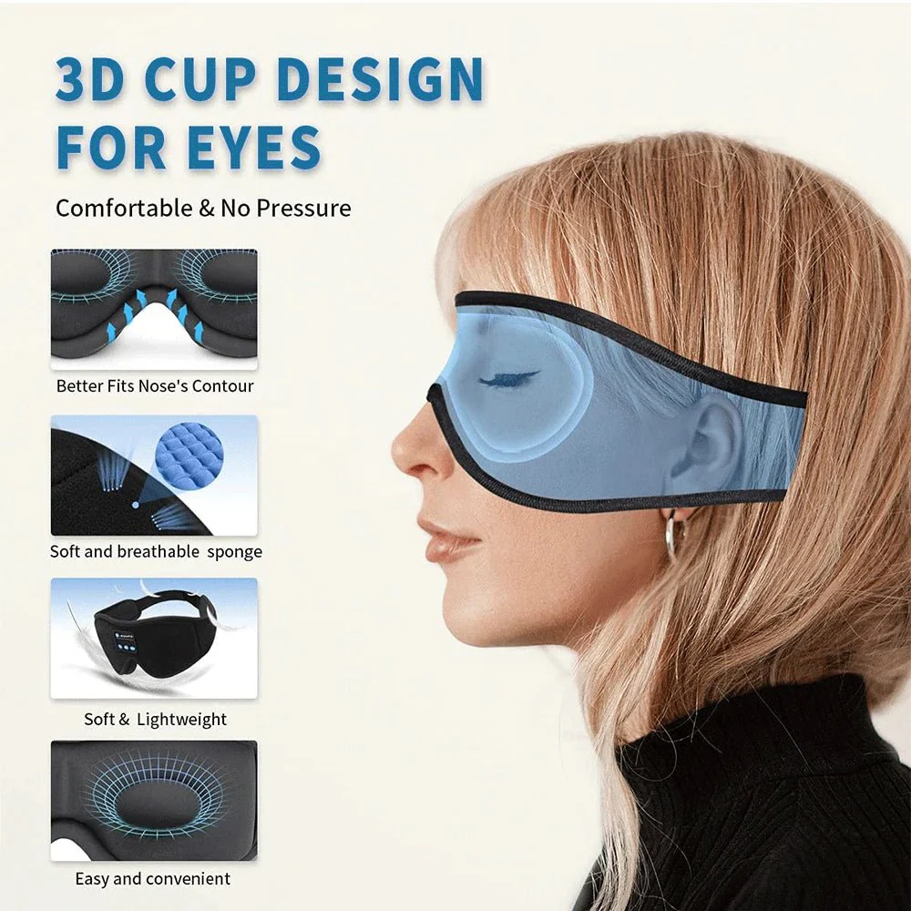 SNOOZEBEAT – Bluetooth Sleep Mask with Music & 3D Comfort Design - Image 4