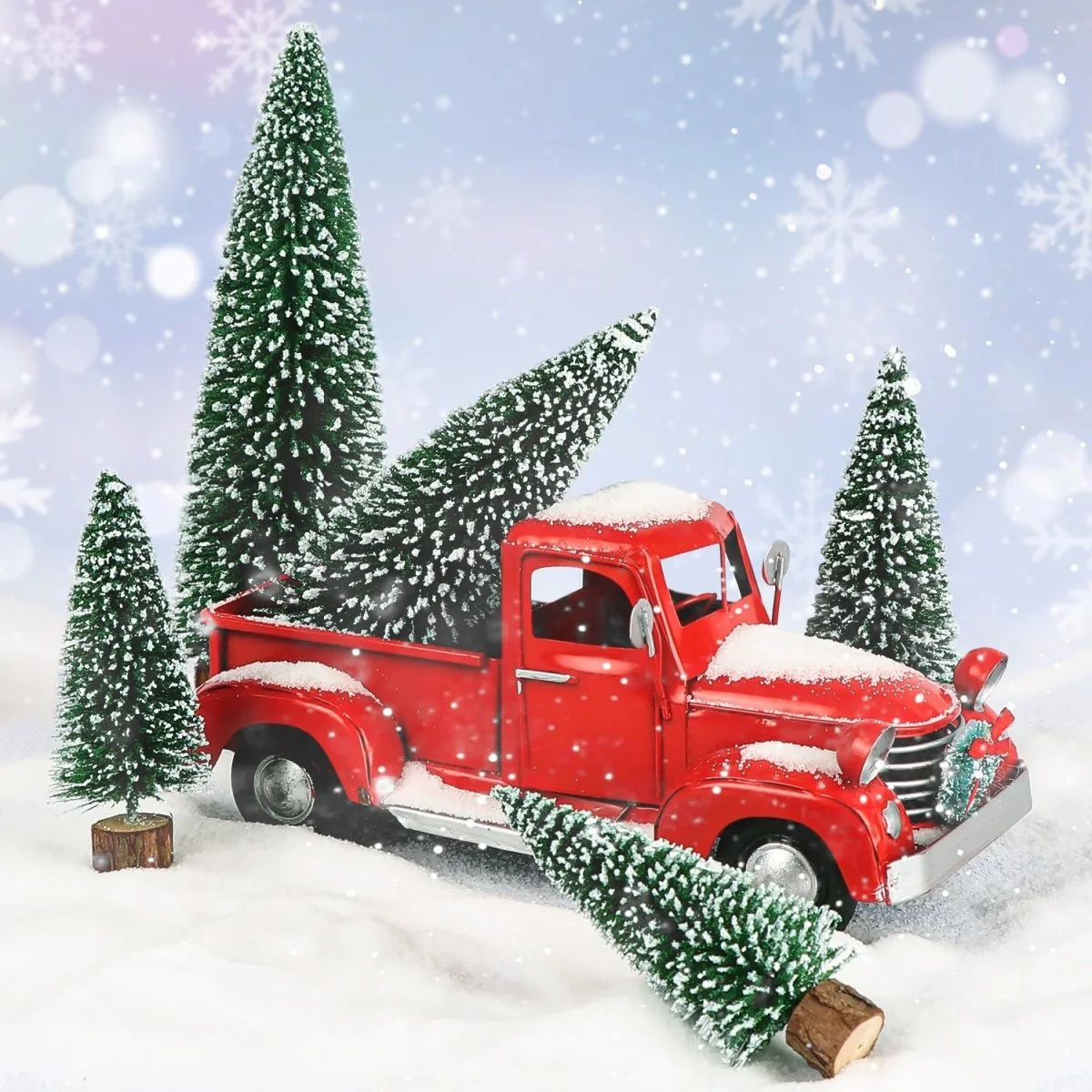 SNOWPINE BRUSH – Flocked Mini Fir Set (5 Pieces) for Christmas Decoration - Image 6