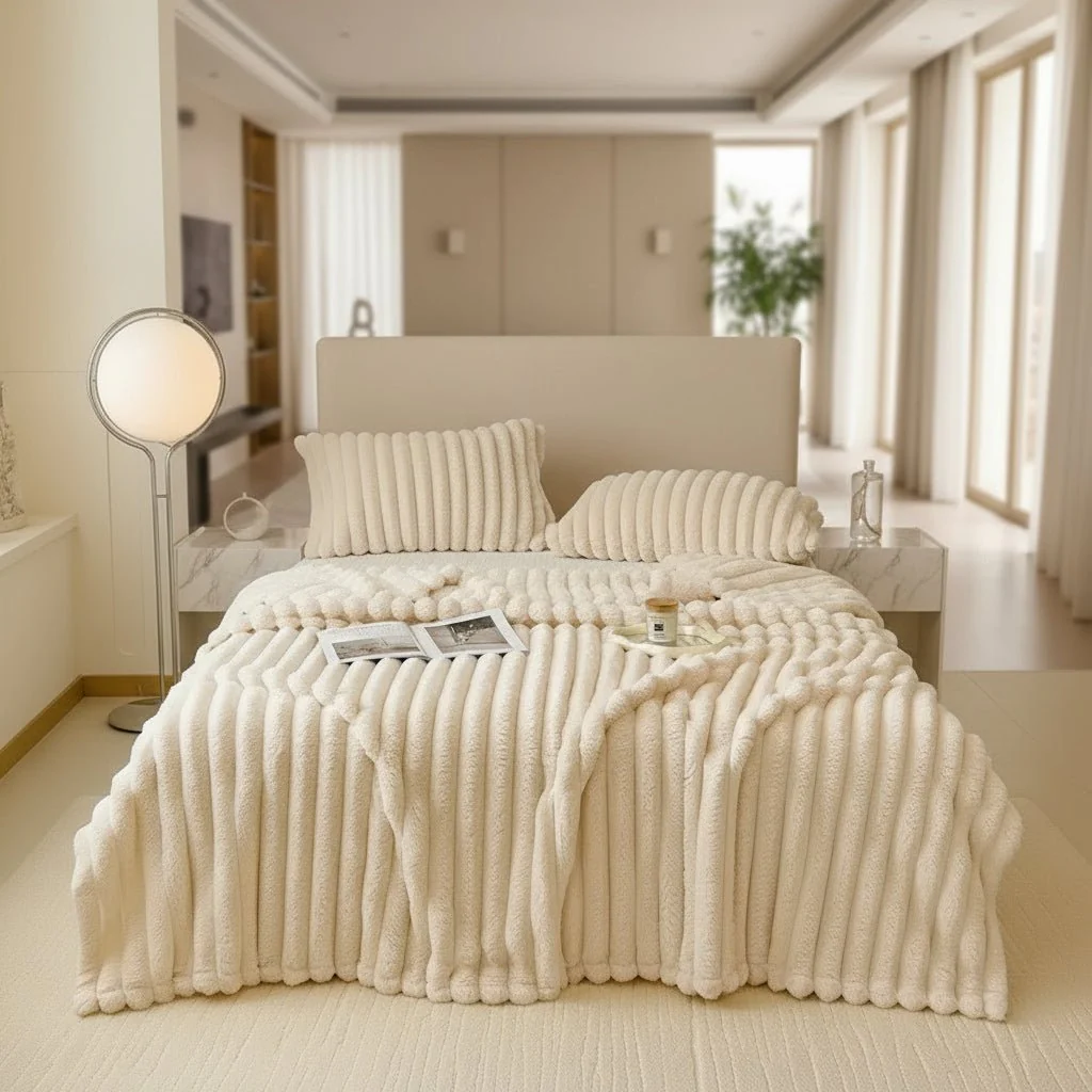 SNUGBUN – Cozy cuddle blanket made of faux rabbit fur for sofa and bed