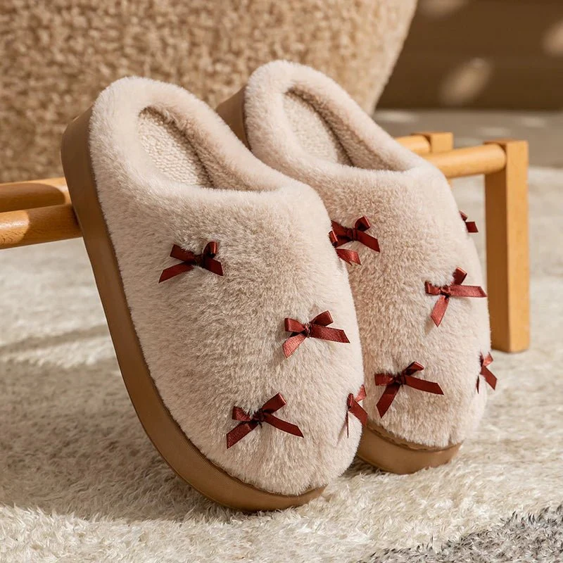 SOFTBOW – Cozy Women's Bow Slippers with Plush Indoor Comfort